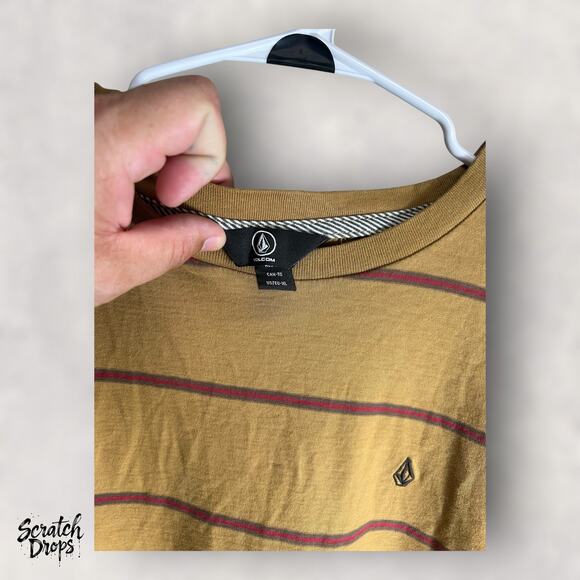 Vintage 90s Men's T Shirt Size XL Single Stitch Brown Striped Retro Casual V04 - Picture 3 of 4